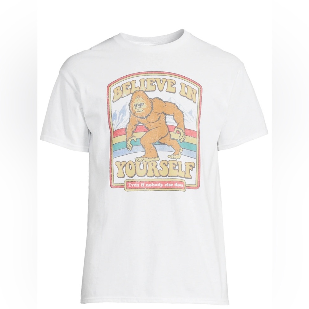 JK* White Bigfoot Believe in Yourself Even if Nobody Else Does Shirt Sleeve T-Sh - Picture 4 of 6
